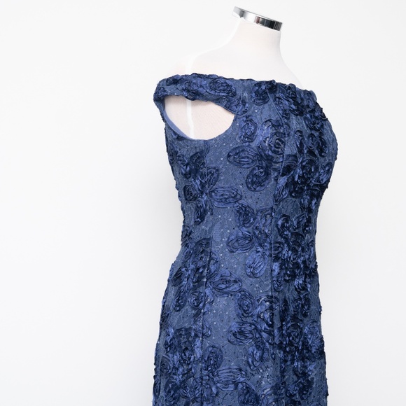 Alex Evenings - Off-The-Shoulder Sequined Lace Gown - Picture 8 of 14